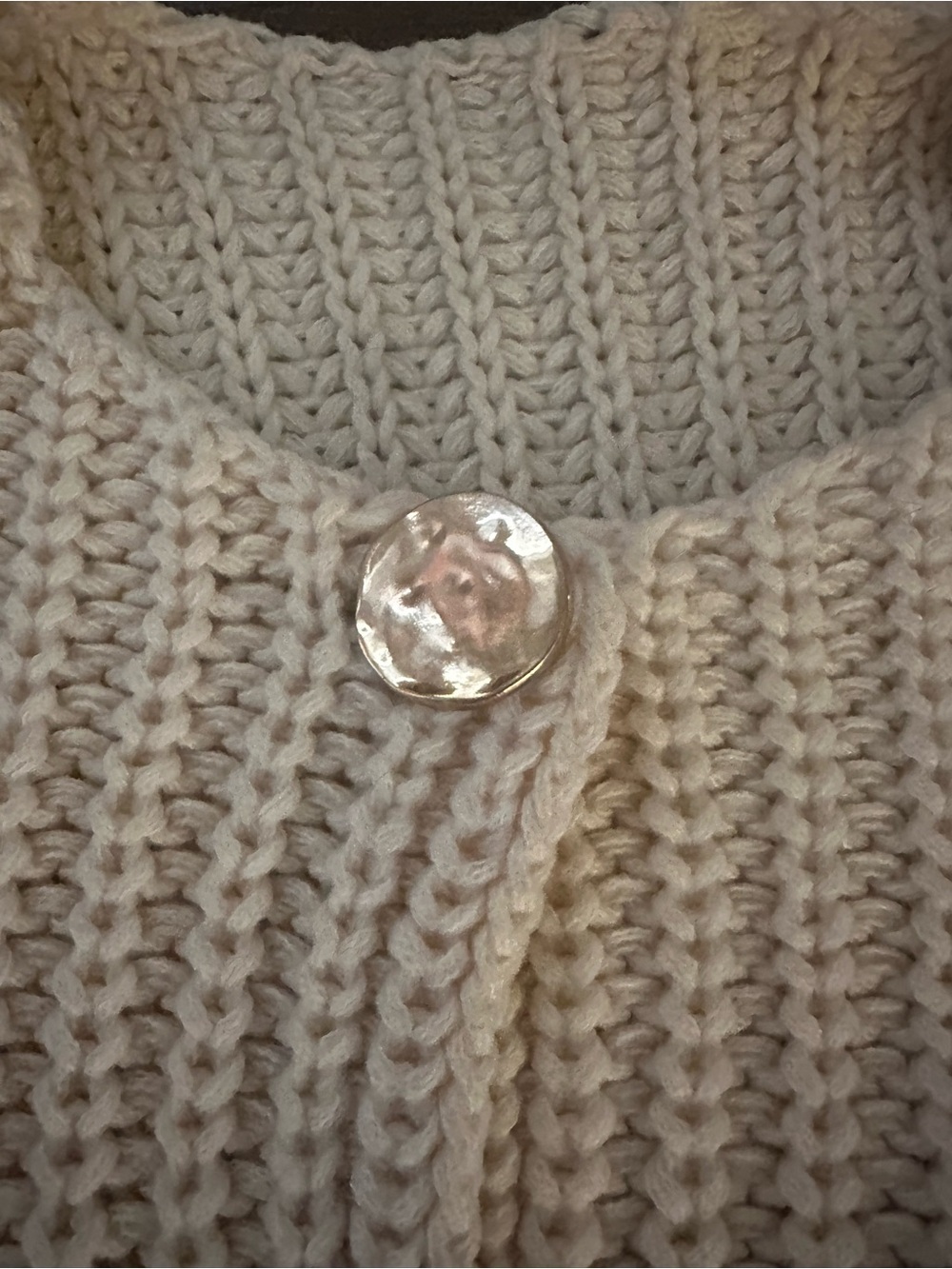 Cream Chunky Knit Button-Front Women's Sweater Vest - Picture 4 of 6